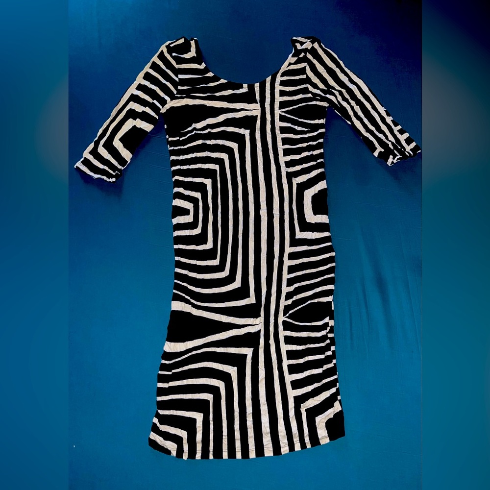 ASOS Curve Black & White Stripe Body Con Dress Size US 16